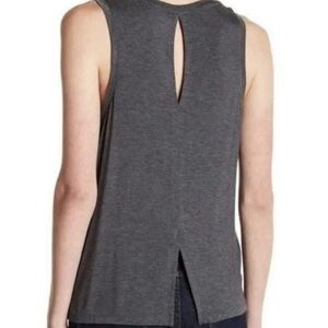 Halogen Charcoal Gray Sleeveless Keyhole Tank Top, Sz Large